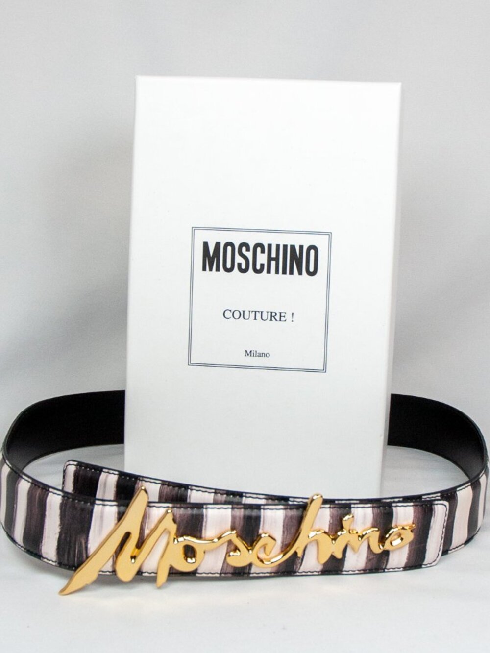 Moschino Couture ! Black and White Leather Belt